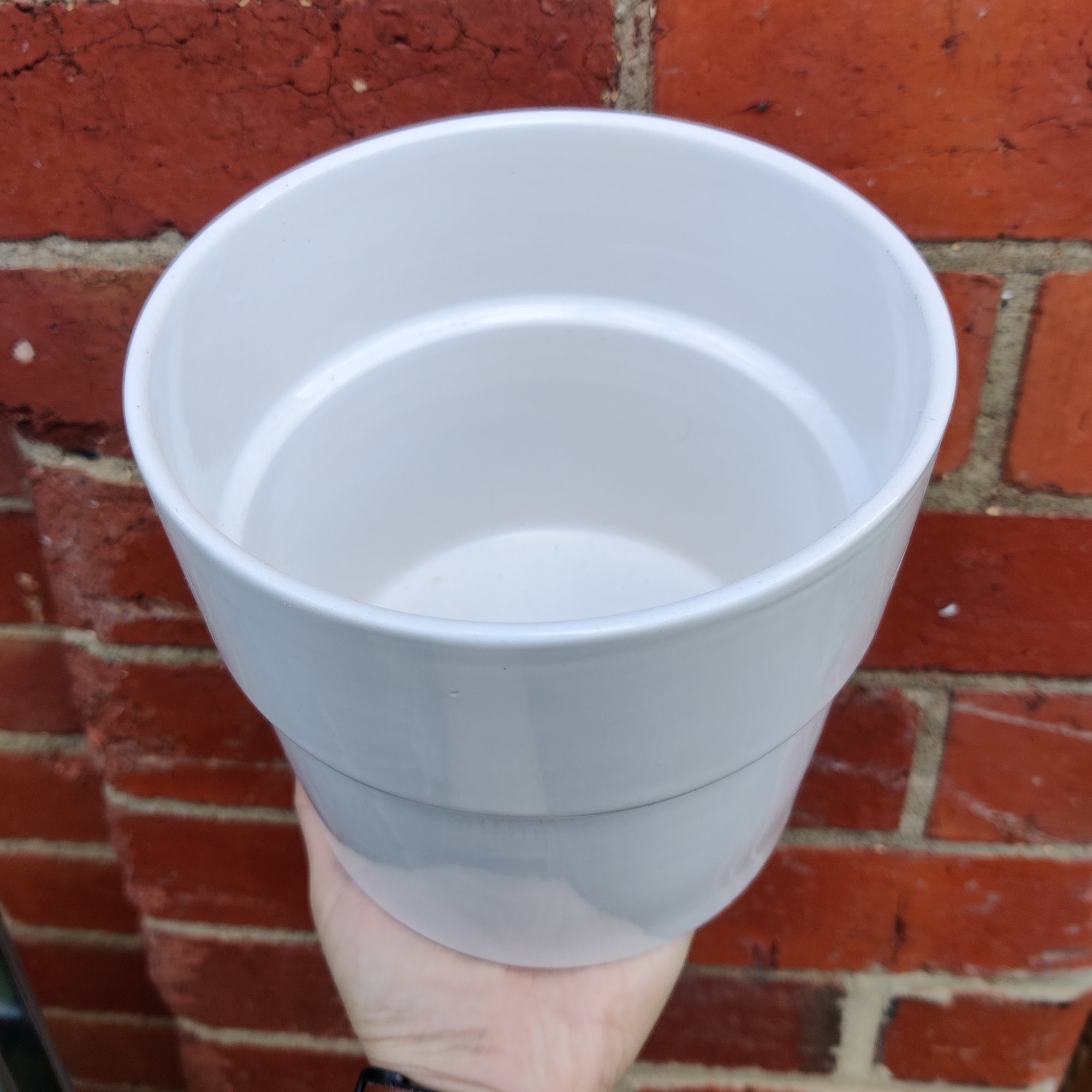 Wide Rim Pot - white - 14cmD