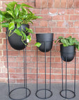 Black Metal Planter With Round Stand Folia House