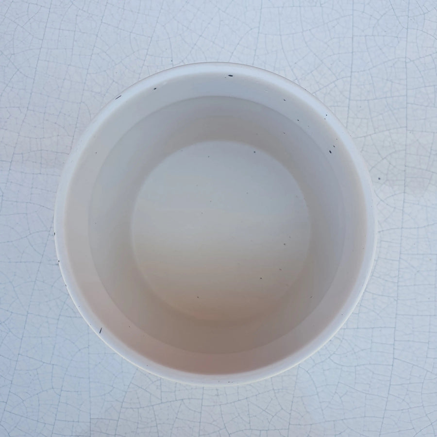 Ceramic Pot Oblique White with speckles- 10cmD Folia House