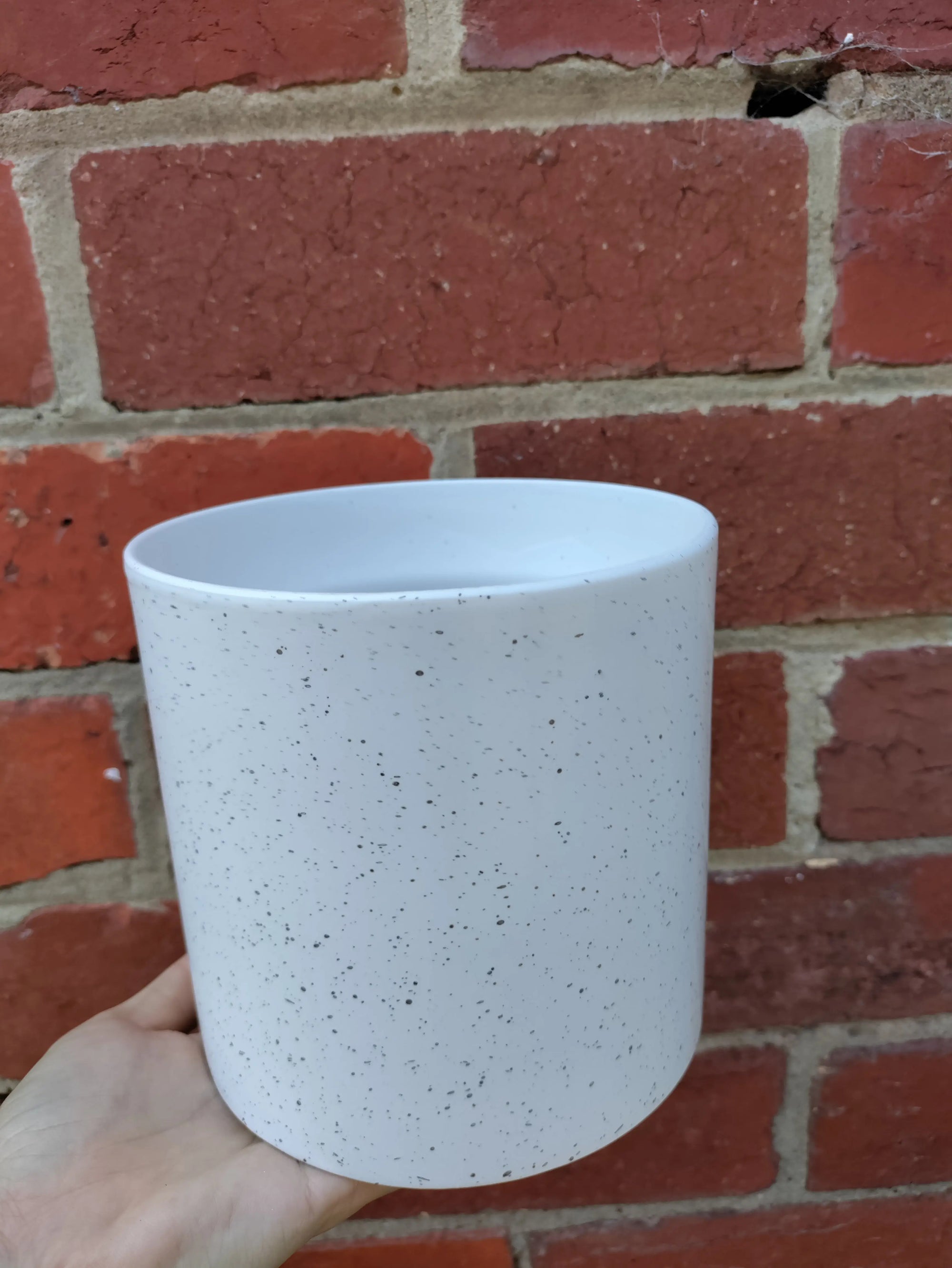 Ceramic pot white speckles - 13cmD Folia House