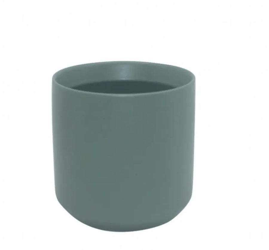 Thin rim ceramic pot - dark green - 13cmD Folia House