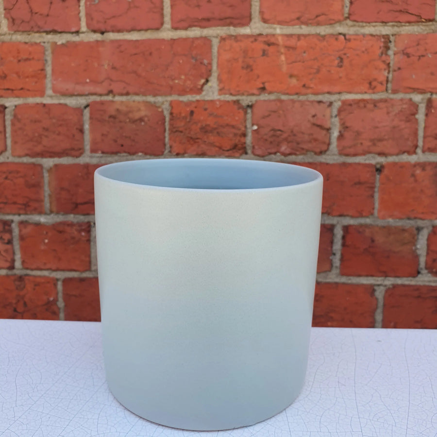 Thin rim ceramic pot - light green - 13cmD Folia House