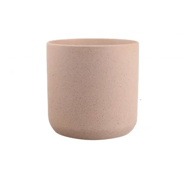 Thin rim sand finish ceramic pot - Pink - 13cmW Folia House