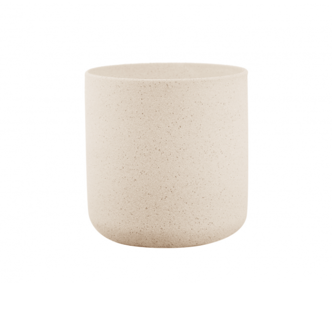 Thin rim sand finish ceramic pot - cream - 13cmD
