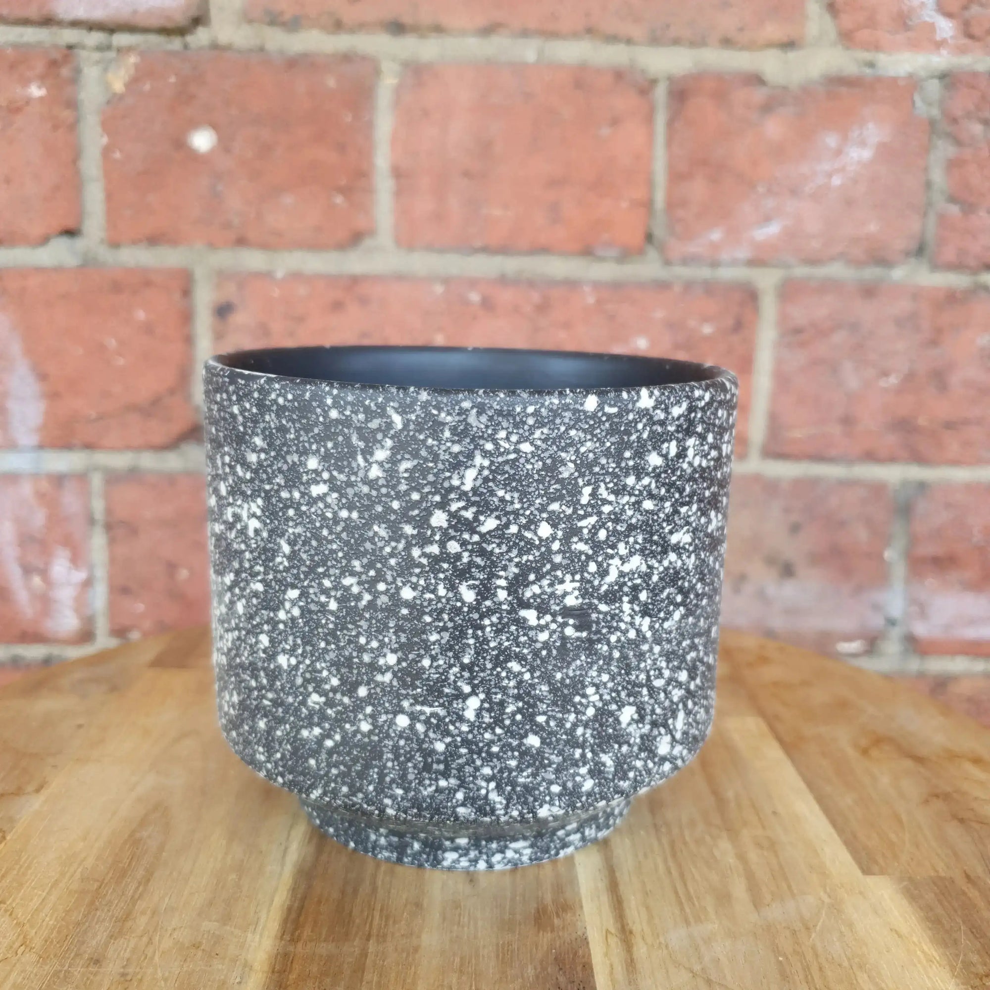 DM elevated speckle pot - Black - 13cmD Folia House