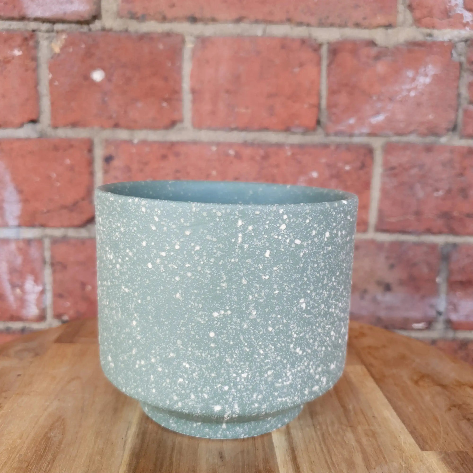 DM elevated speckle pot - Green - 13cmD Folia House