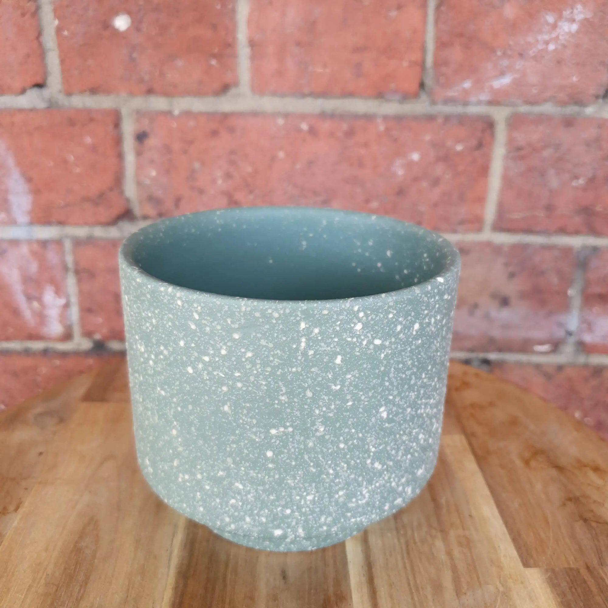 DM elevated speckle pot - Green - 13cmD Folia House