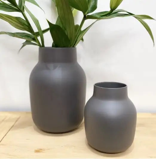 Flax Tub Vase Charcoal - 19cmD Folia House